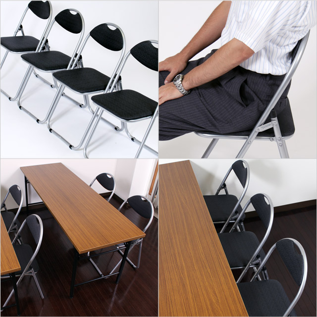 M&M GRATES 折りたたみパイプ椅子 4脚セット: オフィス家具・収納