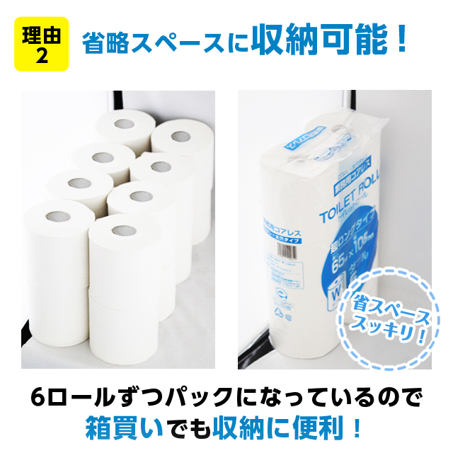 キラット コアレス トイレットペーパー ダブル 65m 6ロール×10パック (60ロール):  日用品・生活雑貨－オフィス・現場用品の通販キラット【KILAT】