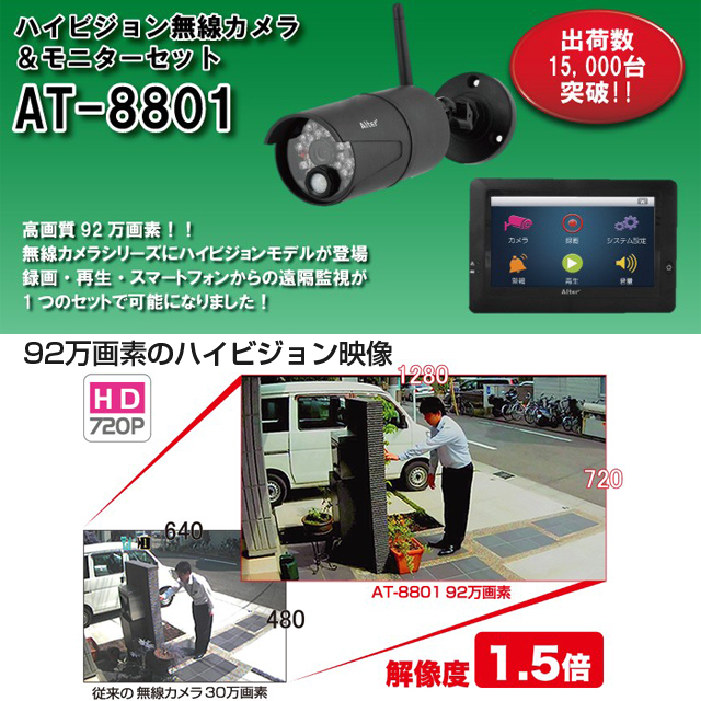 キャロット 防犯カメラ ハイビジョン無線カメラ＆モニターセット AT-8801: 日用品・生活雑貨－オフィス・現場用品の通販キラット【KILAT】